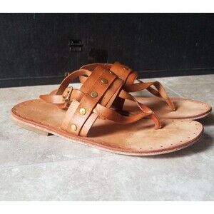 Frye Avery Stud Thong Sandals Brown 11